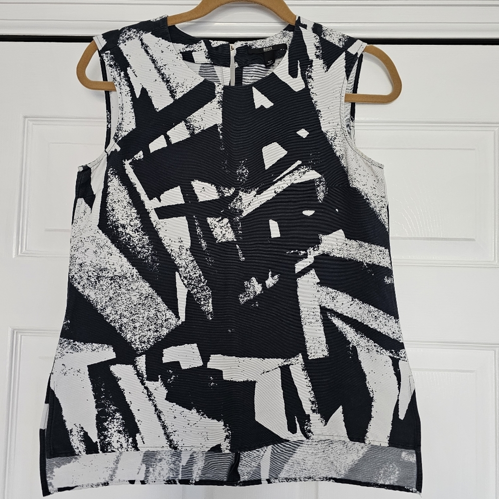 HUGO BOSS Cotton silk blend abstract top